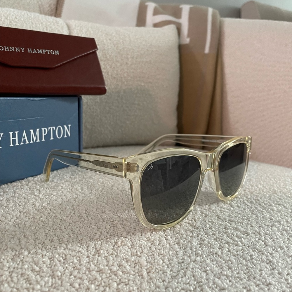 Johnny Hampton Acrylic Clear Wayfarer Sunglasses Champagne Accents